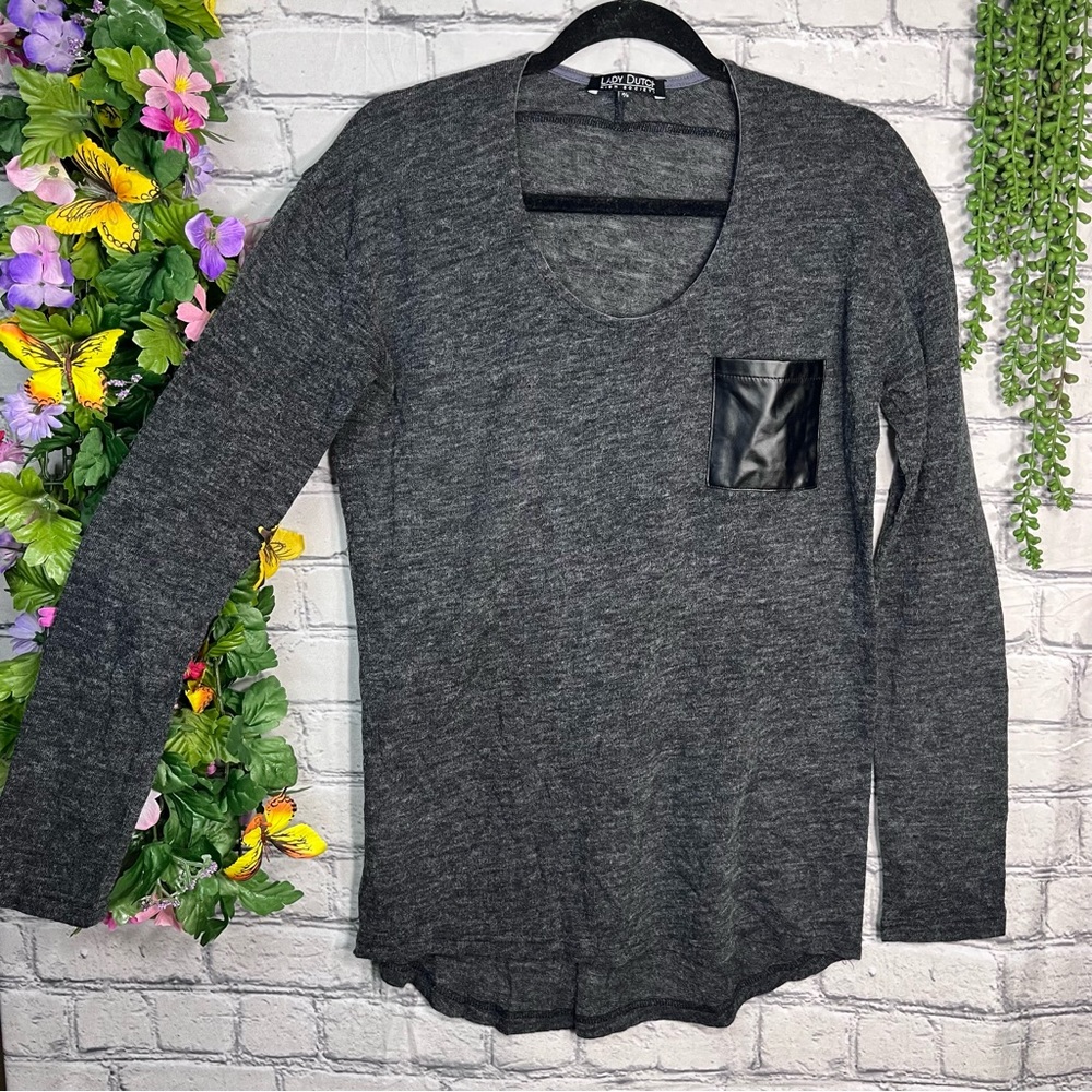 .🌼3/$30🌼Lady Dutch High Society Scoop Neck Long Sleeve Pocket Top Size Small